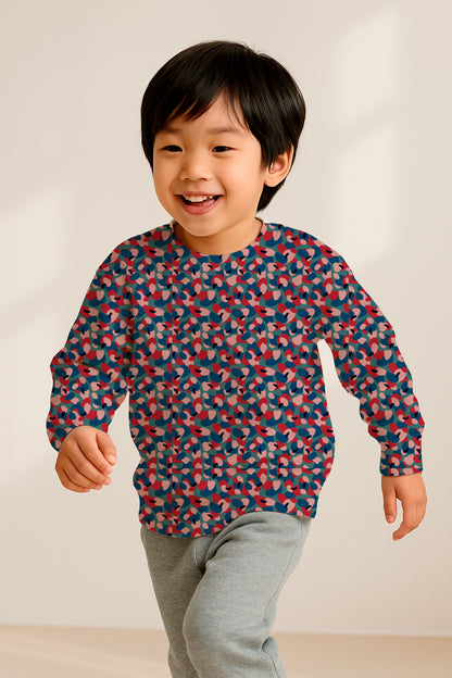 Abstracto pictórico en rojo y azul