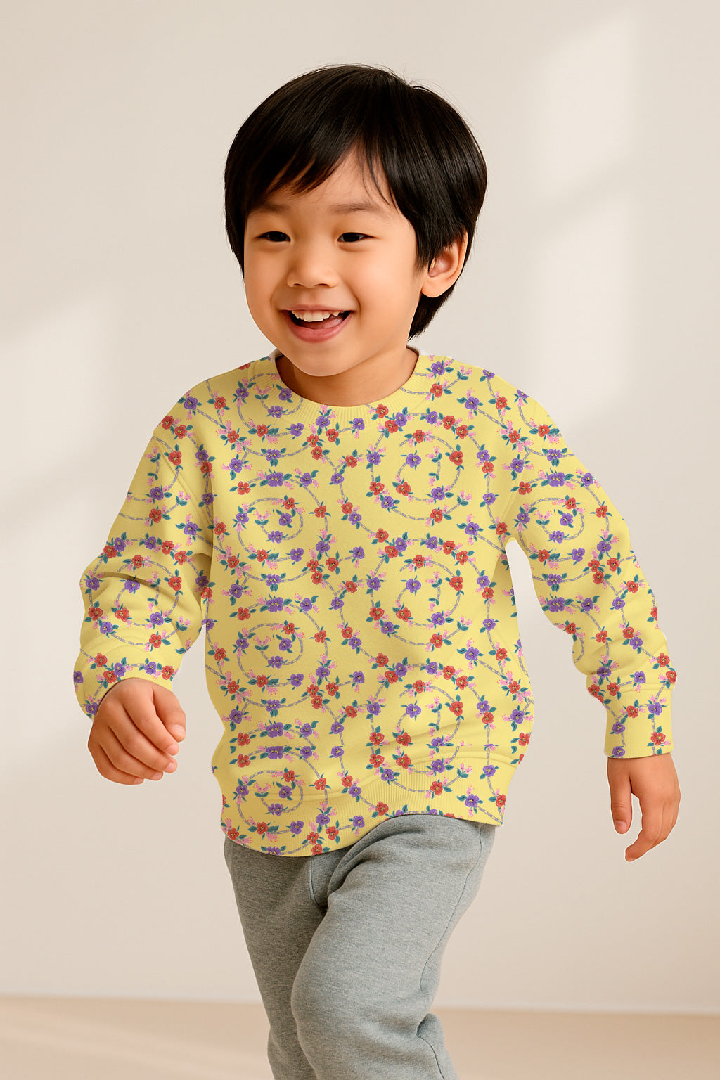 Floral Spiral on Yellow