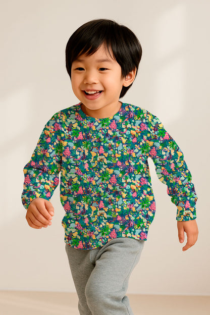 Un animado patrón de bosque