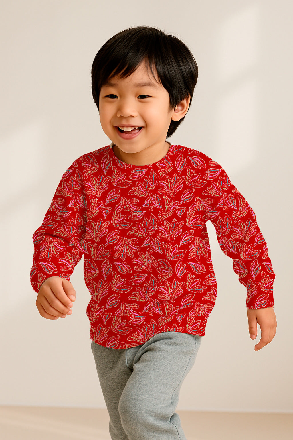 Whimsical stitched leaf pattern