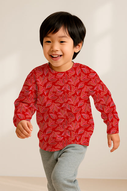 Whimsical stitched leaf pattern