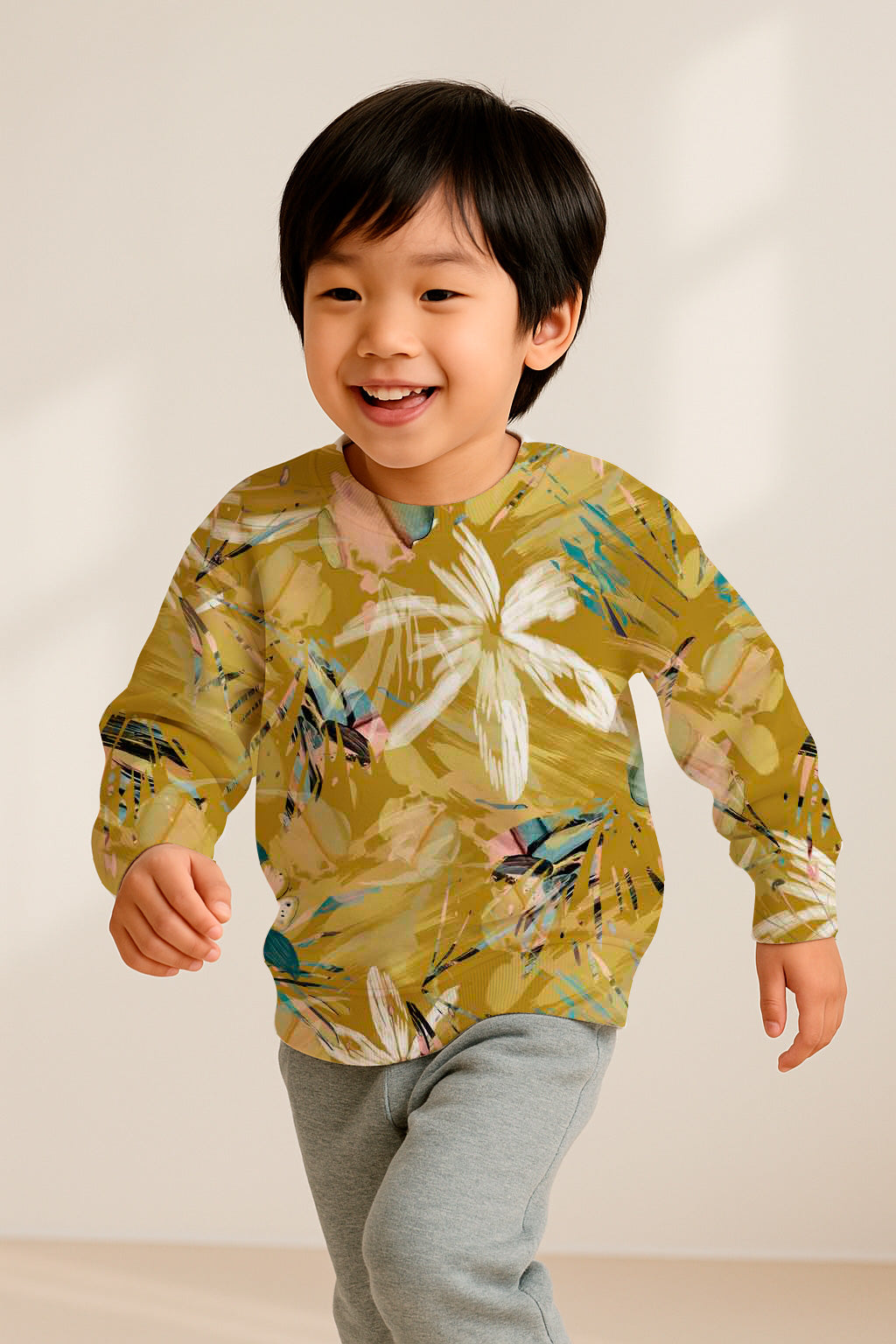 Pinceladas florales de color amarillo dorado