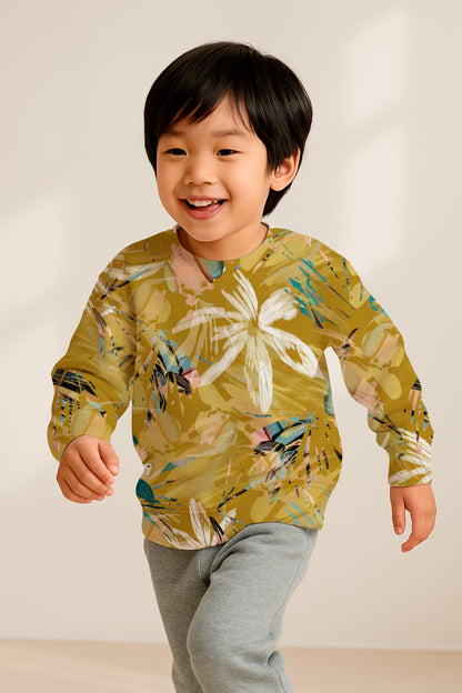 Pinceladas florales de color amarillo dorado