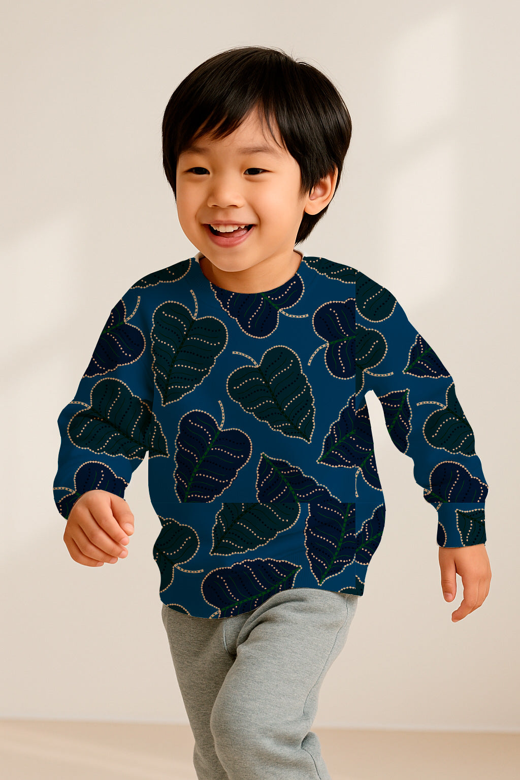 Dark dotted foliage on blue