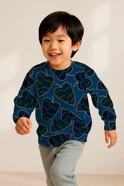 Dark dotted foliage on blue