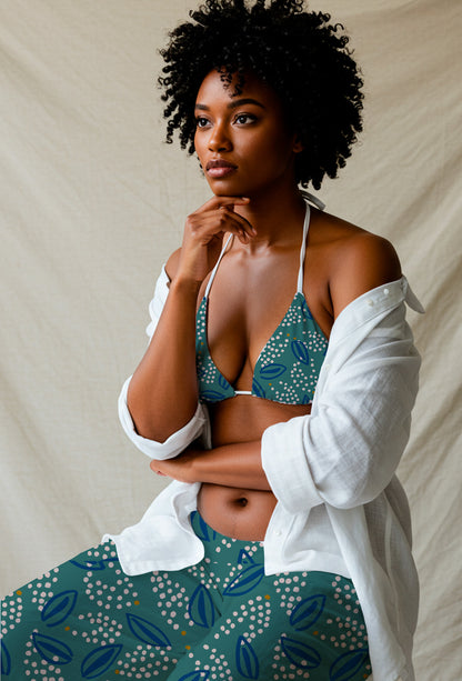 Flores abstractas azules y blancas