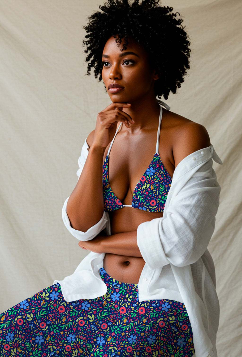 Mini Floral Folk Azul Marino