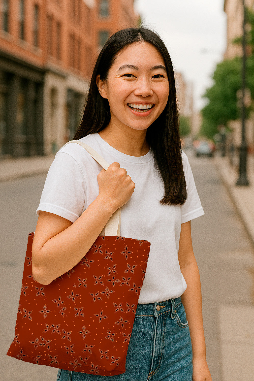 Estampado floral de pétalos de estrella en color óxido