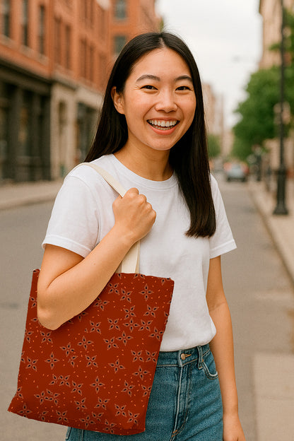 Estampado floral de pétalos de estrella en color óxido