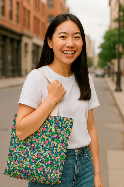 Un animado patrón de bosque