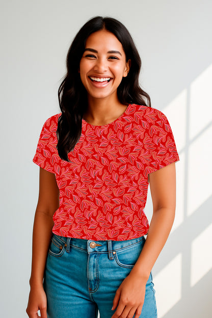 Whimsical stitched leaf pattern