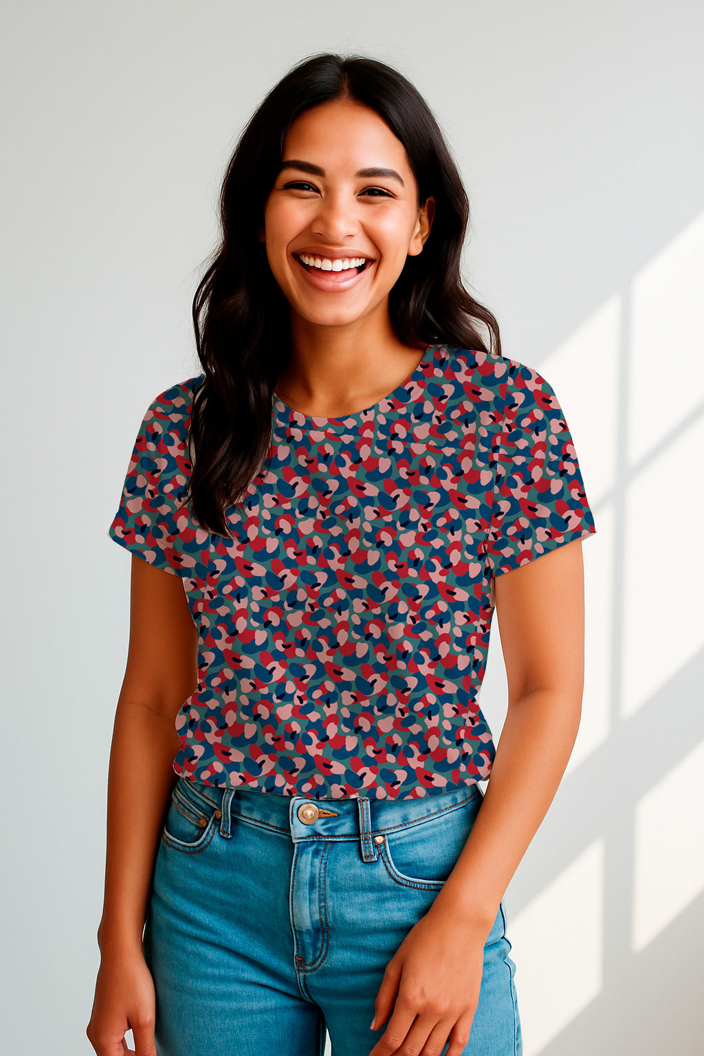 Abstracto pictórico en rojo y azul