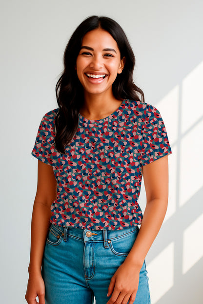 Abstracto pictórico en rojo y azul