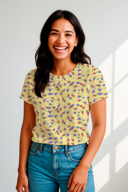 Floral Spiral on Yellow