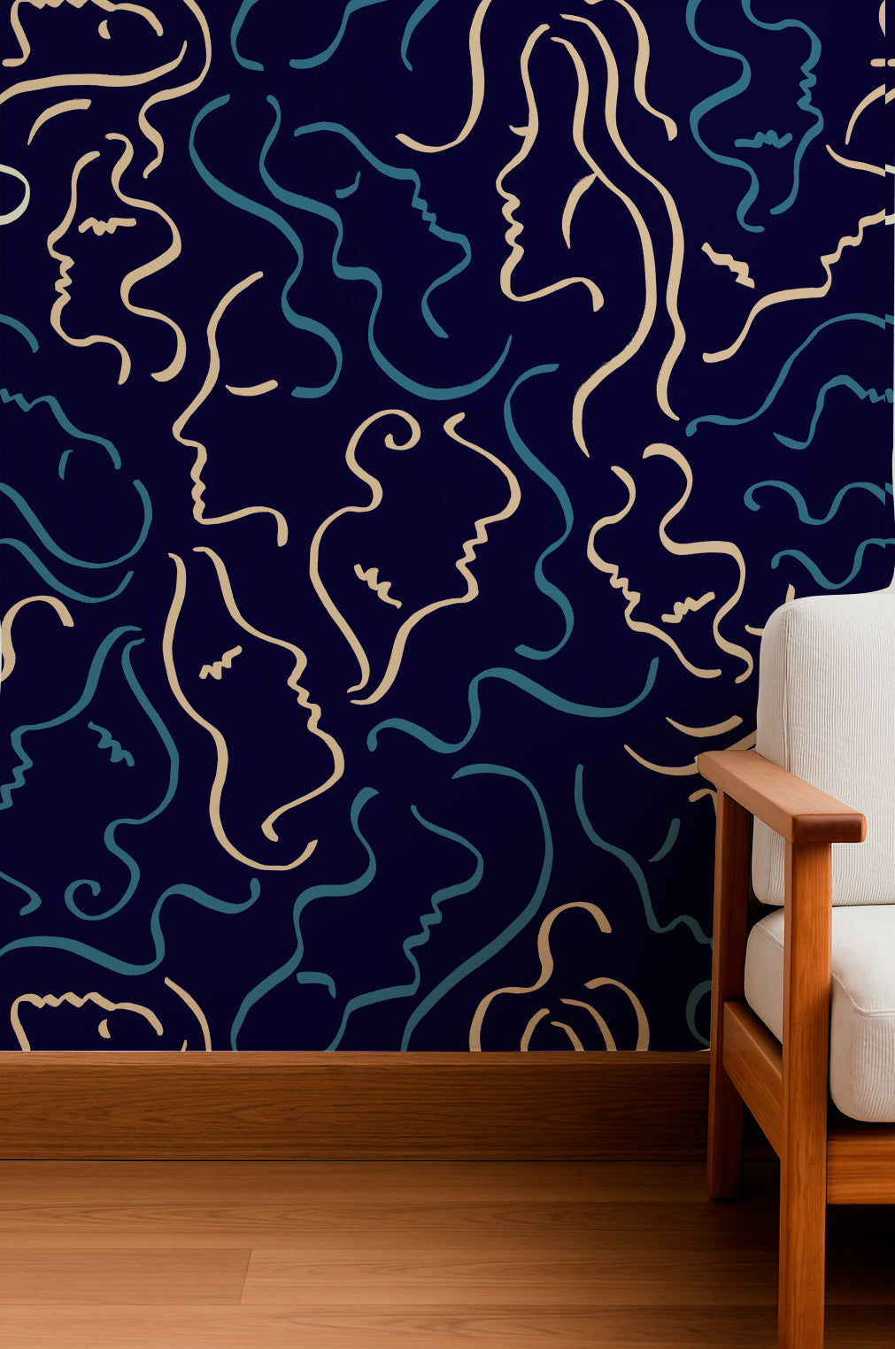 Rostros en dibujo lineal