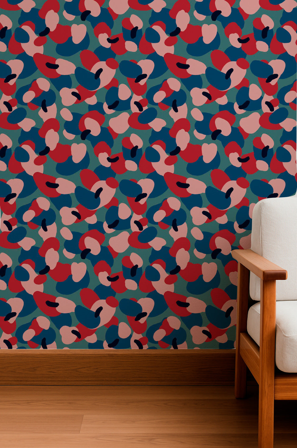 Abstracto pictórico en rojo y azul