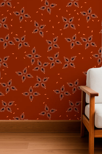 Estampado floral de pétalos de estrella en color óxido