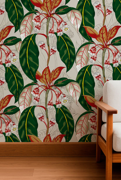 Follaje tropical con calaveras