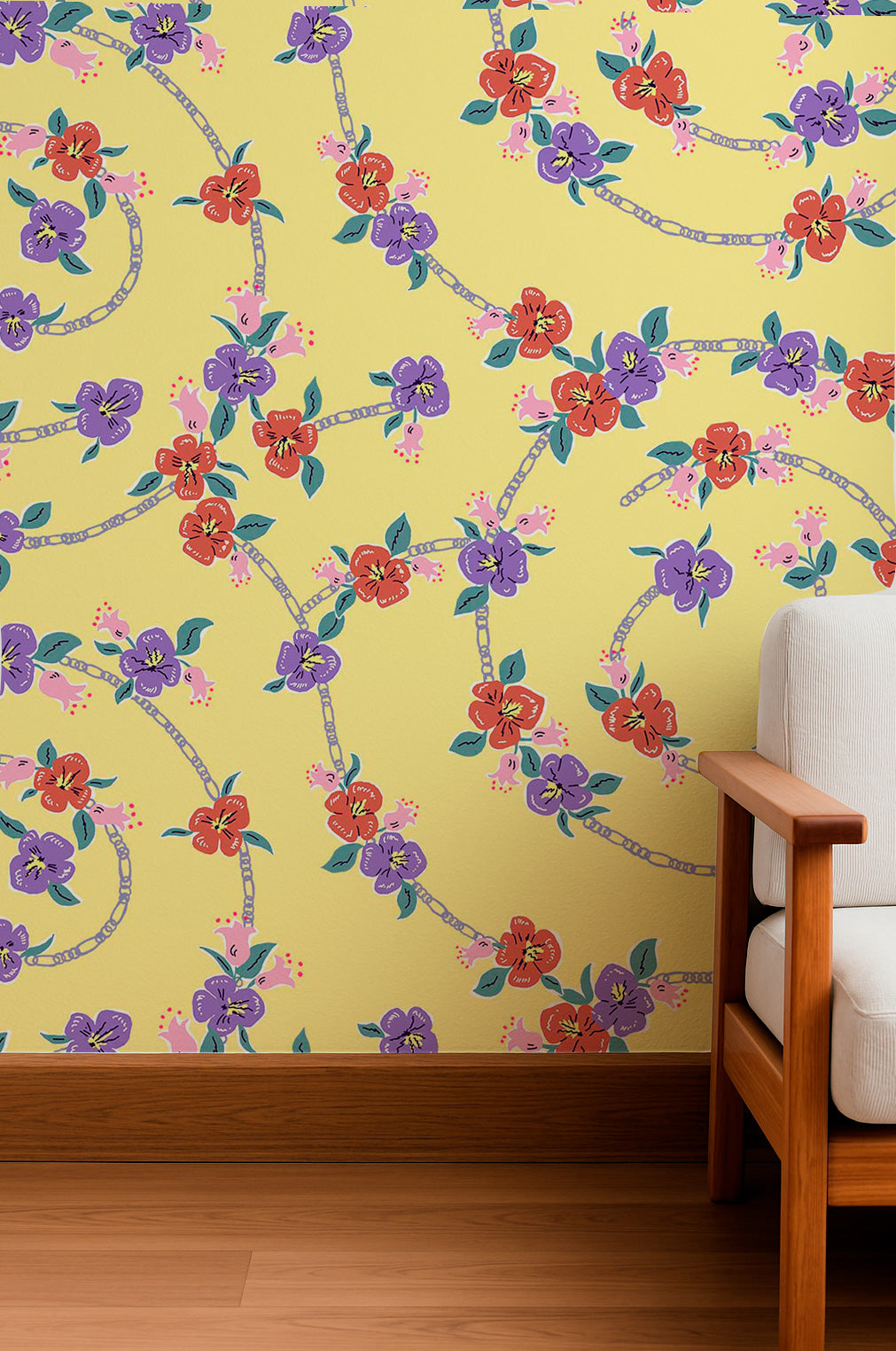 Floral Spiral on Yellow