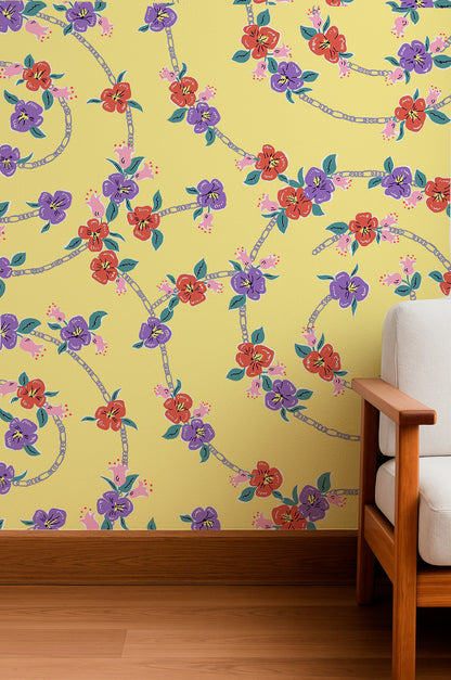 Floral Spiral on Yellow