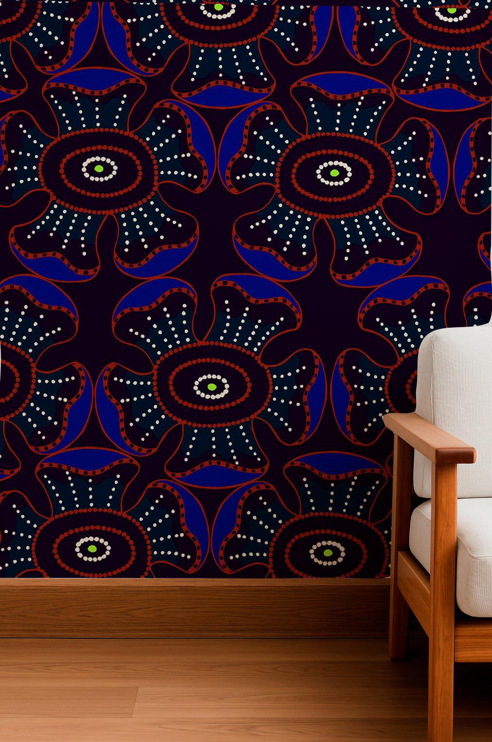 Lunares florales carmesí