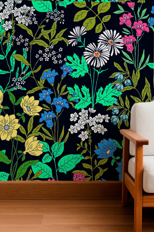 Floral field over dark background