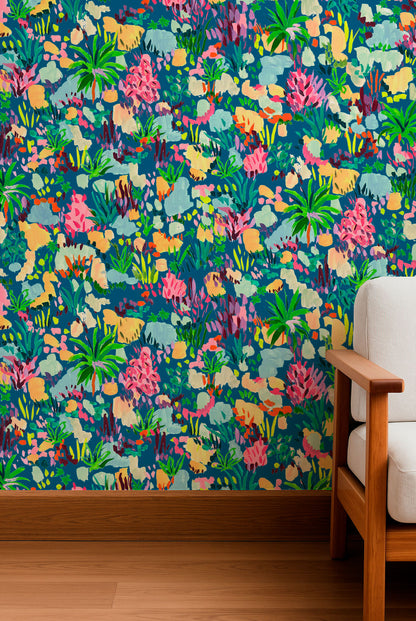 Un animado patrón de bosque