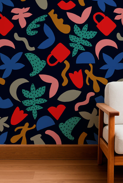 Playful collage of abstract shapes