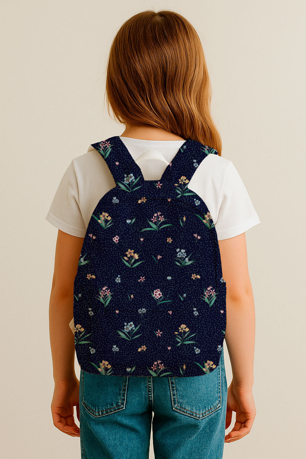 Delicate Floral Sprigs on Navy