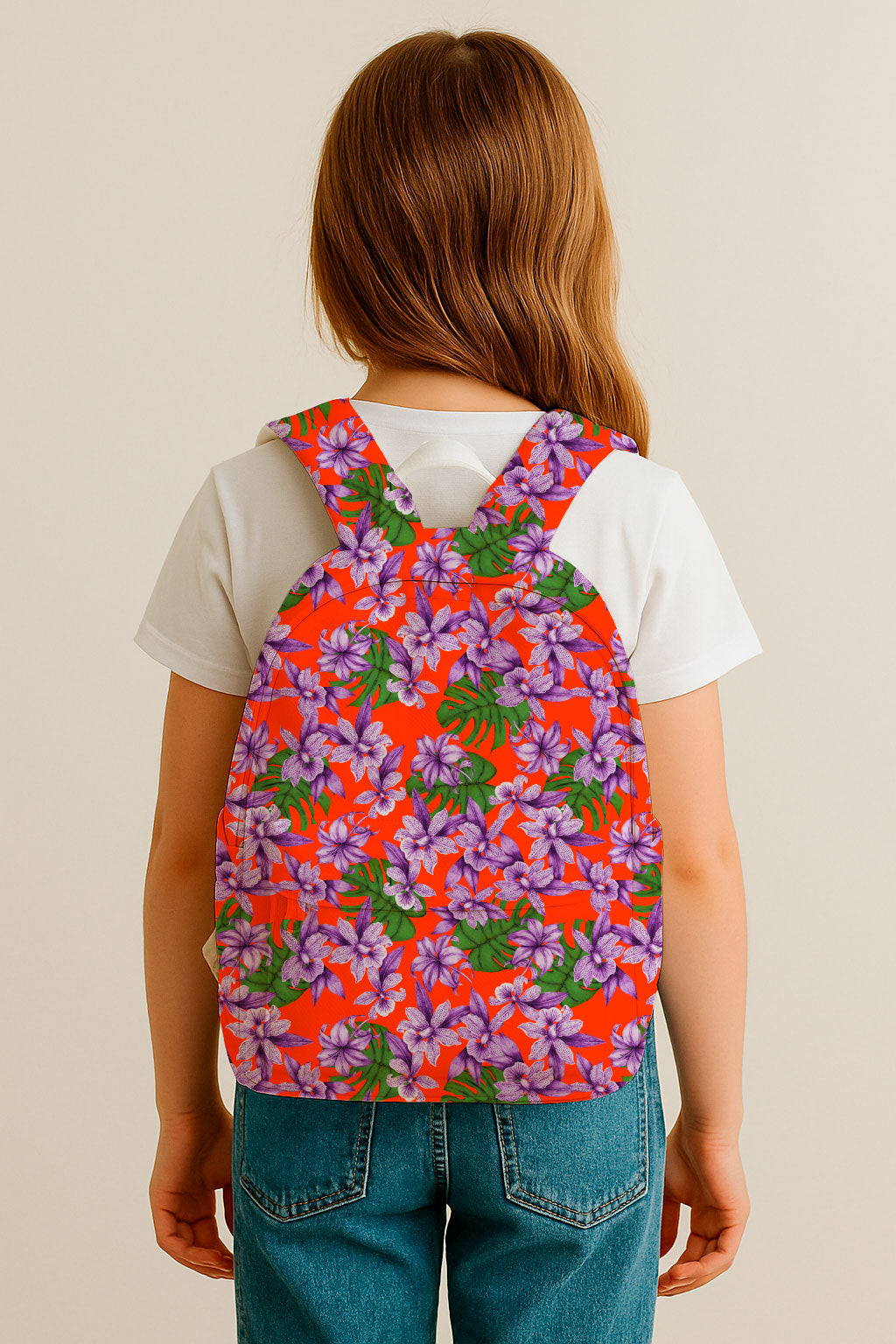 Purple Orchids on Red