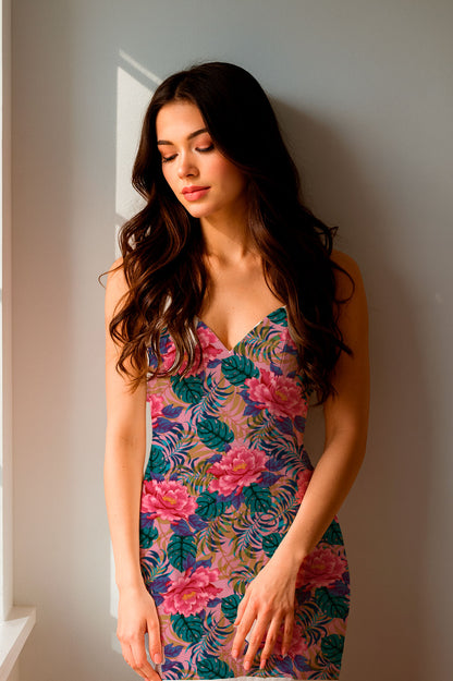 Peonías y helechos tropicales