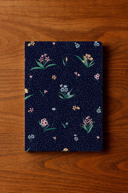 Delicate Floral Sprigs on Navy