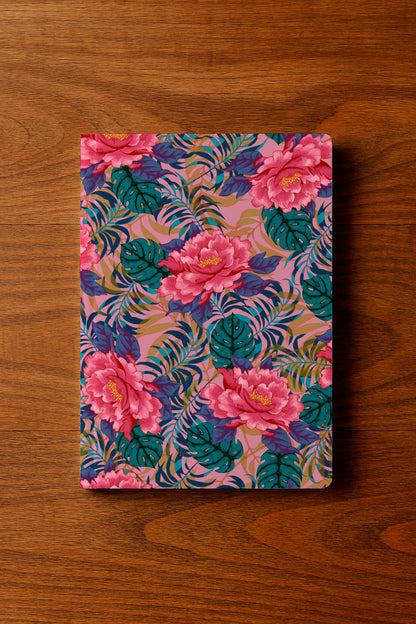 Peonías y helechos tropicales