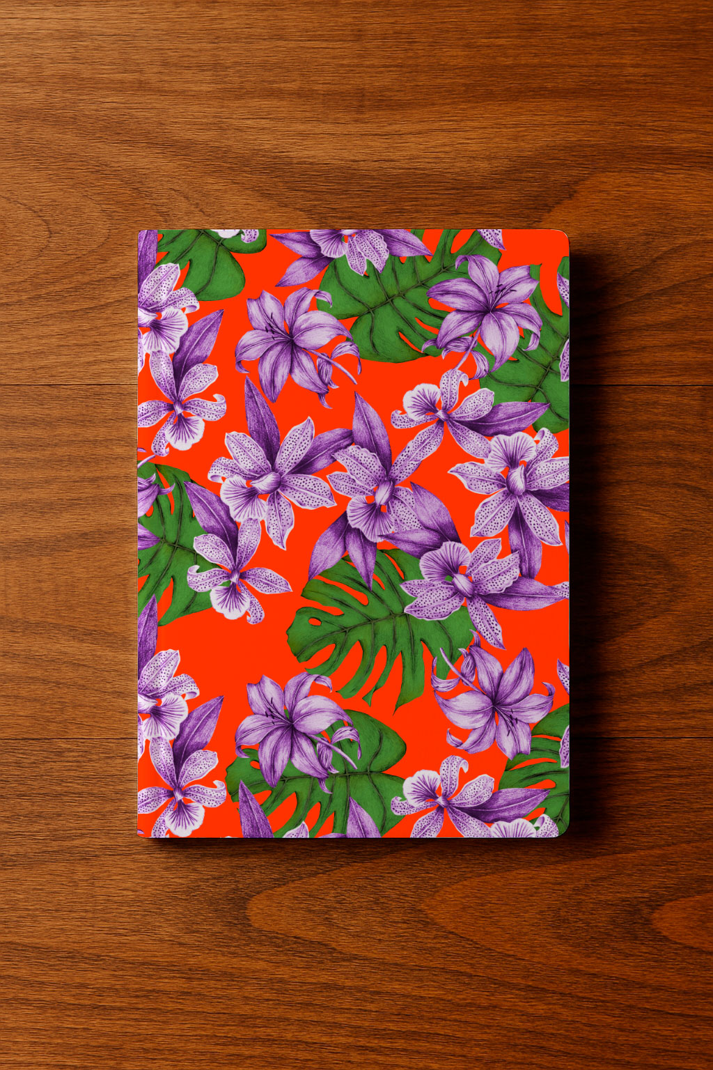 Purple Orchids on Red