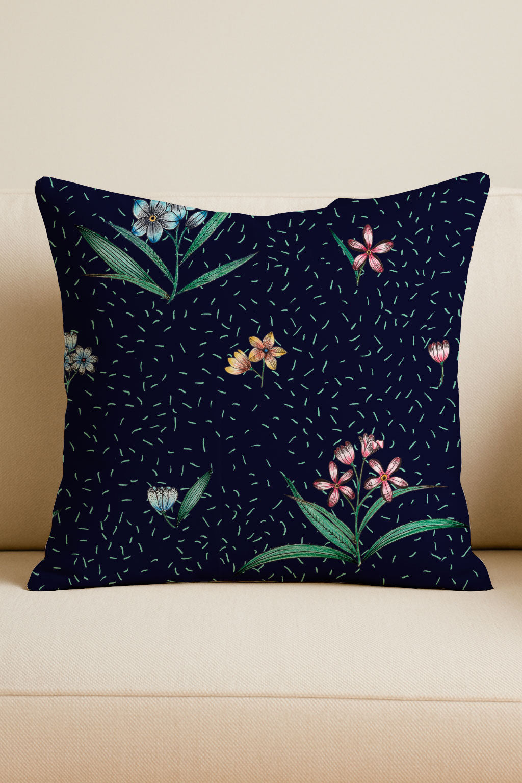 Delicate Floral Sprigs on Navy