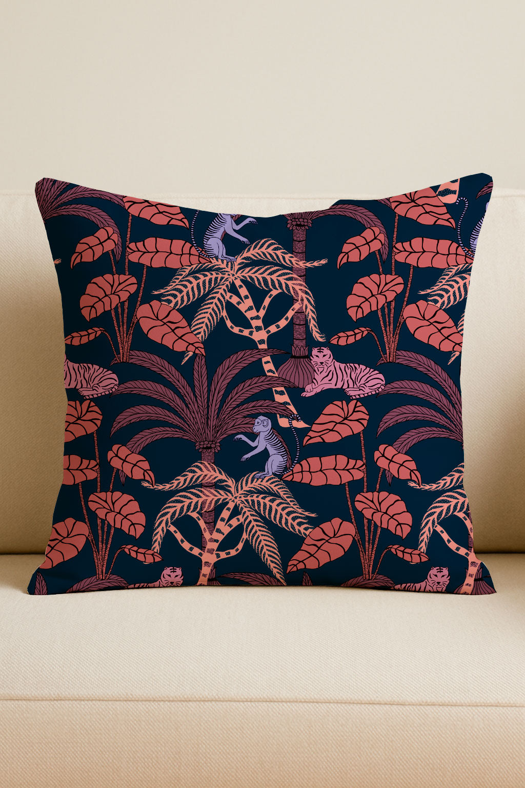 Tigres y monos en la selva de coral