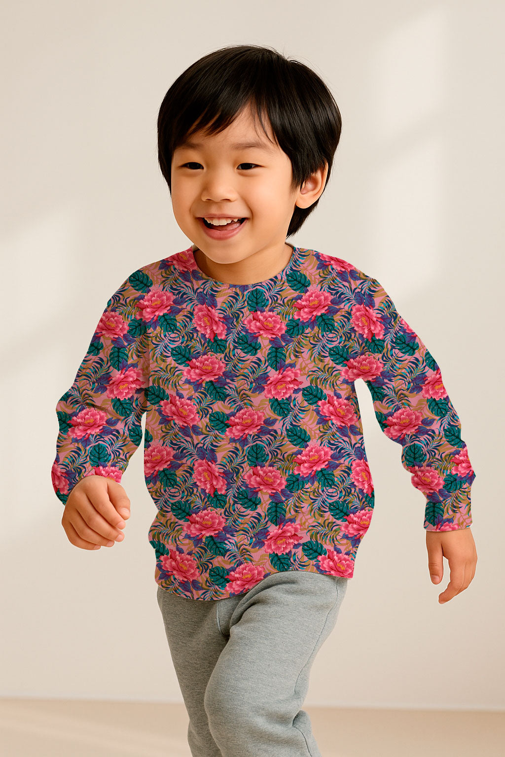 Peonías y helechos tropicales