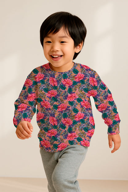 Peonías y helechos tropicales